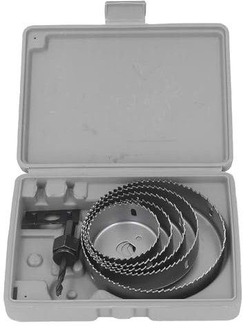 Jeanoko 5pcs Hole Saw Kit Wood Metal Plastic Board Hole Cutter Set with Extension Rods Hex Wrench for Woodworking Drilling Cutting