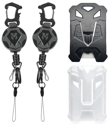 KRYMXAR Ausweishalter Ausziehbar, 4er Set mit Schlüssel Zipper, ID Kartenhalter mit Ausziehbarem Band, Schlüsselanhänger für Skipass und Ausweise