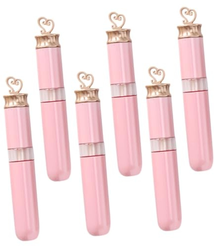 LOLIPPYY 6 Stück Lippenglanz tuben in Herzform Nachfüllbare Lippenpflegemittel verpackung aus Sicherem Material mit Deckel für DIY Lipgloss und Lippenbalsam Tragbar für Damen und Mädchen