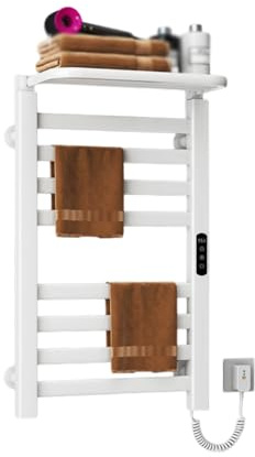 Heated Towel Rack, Heated Towel Rack, Electric Aluminum Towel Warmer Rail, Freestanding & Wall Mounted Electric Towels Radiator for Bathroom (White)