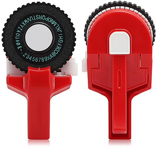 RASTKY Mini étiqueteuse Manuelle, Ruban ABS coloré Décoratif, Ruban de Gaufrage 3D 9 Mm pour Manuel, Opération Simple, 2 Rouleaux de Adhésif, Polyvalent pour le Scellage, Jaune 2 Rubans (rouge)