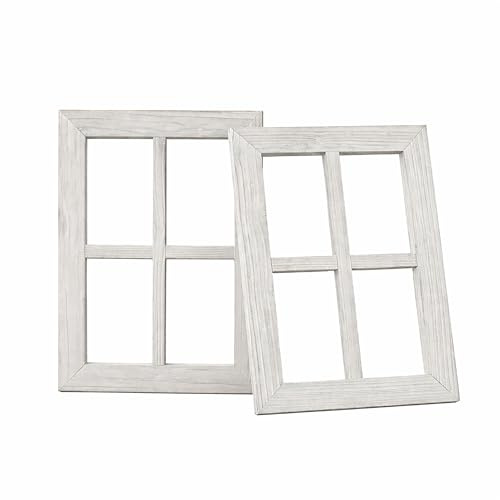 Relaxdays Cornici per Finestra in Legno, Set da 2, HB: 40x28 cm, Country, Bianche