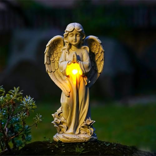Fhlprte Solar Engel Gartenstatuen,LED-Schutzengel-Figur,wetterfest grabengel,Fairy Gartenstatuen,Grabschmuck Wetterfest Deko,für Terrasse Balkon Friedhof Outdoor Gartendekoration