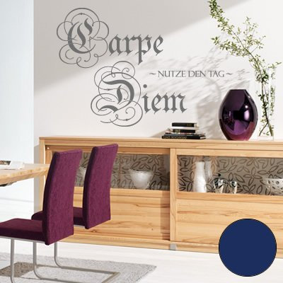 A275 - Adhesivo de pared Carpe Diem (disponible en 40 colores y 3 tamaños), vinilo, azul oscuro, 60cm x 41cm