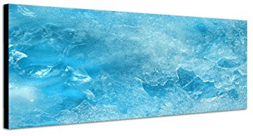Augenblicke Wandbilder Keilrahmenbild Wandbild 150x50cm Eis blau Gefroren Hintergrund Texture