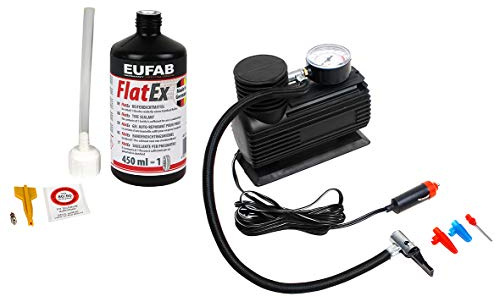 EUFAB 21068 Reifen-Pannenset, für KFZ, Dichtmittel, Kompressor