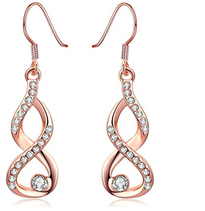 Daesar Ohrhänger Damen Edelstahl, Ohrringe Hängend Infinity Unendlichkeit Zeichen 8 mit Zirkonia Rosegold Silber Ohrringe Mädchen Nickelfrei Modeschmuck