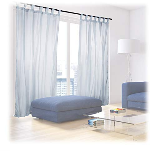 Relaxdays Tende con passanti in set da 2, semitrasparenti a tinta unita in poliestere HLP: 245 x 140 x 0,1 cm argento