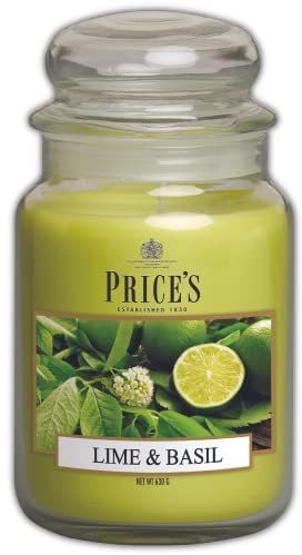 Price's Candles - Candela in Giara Grande Lime & Basil - Durata Fino a 150 ore di Combustione