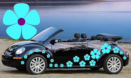 TEEZ- 32 Sky Blue & Purple Pansy Car Decals,Car Graphic,Car Stickers,Flower Stickers