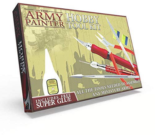The Army Painter, Hobby Tool Kit - incluant Lime de Loisir, Couteau de Loisir, Perceuse, Coupe-côté, Outil de Sculpture, Green Stuff & Colle Super Gratuite, Kit d'Outils pour Modèles Miniatures