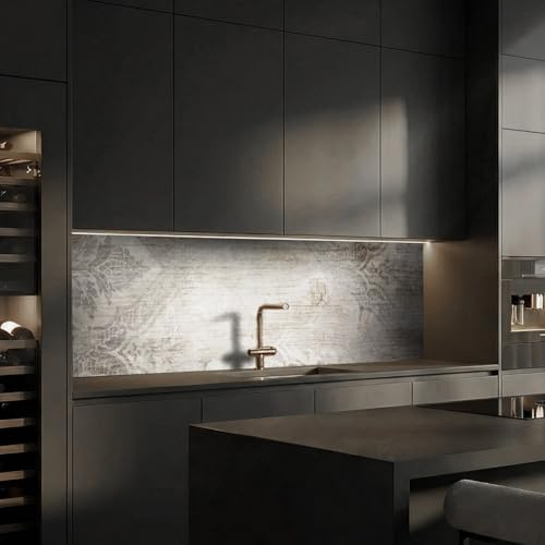 Dedeco - Parete della cucina con motivo di legno V2, 220 x 60 cm, 3 mm di piastra in alluminio come protezione per pareti cucina, impermeabile, con vernice lucida UV, adatta a molte superfici