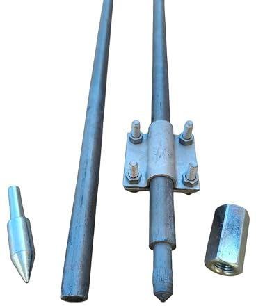 Tiefenerder Erder Erdung Staberder Ø20mm feuerverzinkt SET Zusammensetzung Auswahl (SET 1,5m Ø20 1x1500mm)