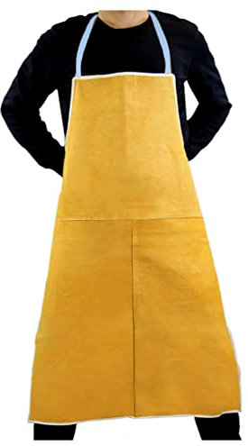 Welding Apron Leather Welding Apron, Heat-resistant Flame-retardant Safety Work Apron, Adjustable Tool Shop Apron For Men And Women (Color : Yellow, Size : 100X70cm/39.4X27.6in)