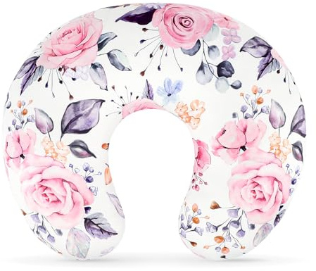 Pea Pod Nursing Pillow Cover for Baby Girl, Stretchy Removable Slipcover for Breastfeeding Pillows, Ultra Soft Comfortable Nursing Pillowcase, Baby Must Have (Pink Floral)