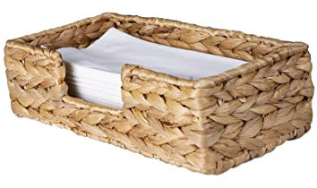 Servilleteros rectangulares de jacinto de agua para cocina y baño, bandeja para toallas de invitados para baño, cesta plana hecha a mano, accesorios de mimbre para decoración del hogar, restaurantes