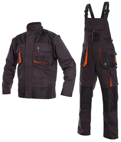 Set aus Latzhose und Jacke | Perfekt Overall mit Kniepolstertaschen für den Bodenbelagshandel von Arbeitsmechanikern | Arbeitshose für Herren | Fracht-Schwerlastarbeit | Langlebig Arbeitskleidung (62)