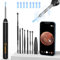 Limpiador Oidos LMECHN1920P Otoscopio Limpiador de Oidos Cera con Camara de 8pcs Cámara Visual de Oído de 3.0mm con 6 Luces LED Removedor Endoscopio Portátil para iPhone, Ipad Android (Negro）