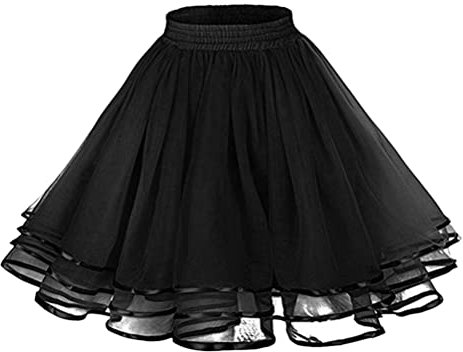 Minetom Damen Kurz Retro Rock Hohe Taille Tutu Rock Tüllrock Blase Tutu Tütü Minirock Tüll Underskirt A Schwarz Einheitsgröße