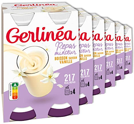 GERLINÉA – Boisson Minceur Vanille – Repas à Boire Équilibré et Complet – Riche en Protéines – Sans Huile de Palme – Contrôle du Poids – Lot de 24 bouteilles
