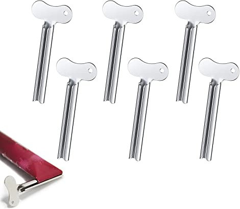 IKadiya Spremi Tubetto [6 Pezzi], Dentifricio Tube Presser, Spremitubetti In Metallo, Spremi Tubetto Forma Di Chiave Per Bagno E Cucina