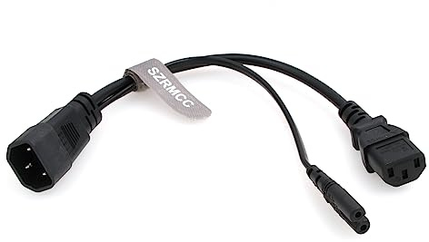 SZRMCC C14 auf C13 + C7 Y-Splitter-Netzkabel, IEC 320 C14-Stecker auf C13 C7 Buchse, AC-Adapter, Strom-Verlängerungskabel für TV-Monitor, PDU, USV, Server