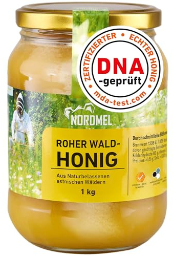 Reiner, wilder, natürlicher, roher Honig, 1 kg, ungefiltert, natürlicher Honig aus dem Ostseewald in Estland, nachhaltig geerntet mit 100% grüner Energie