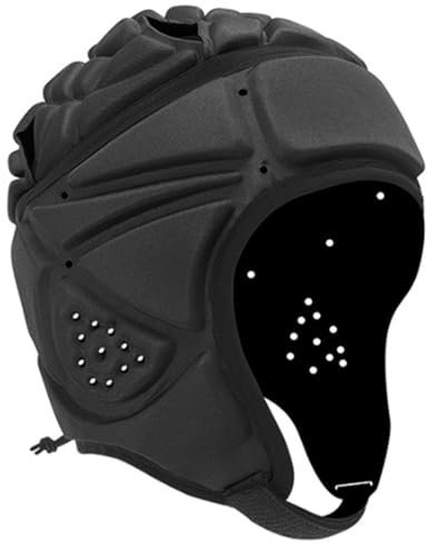 Headguards Soft Protective Verstellbares Helm Head Football Helme Schutz Kopfbedeckung mit Befestigungsband Schocksicherer Fußballhelm für Erwachsene, Schwarz
