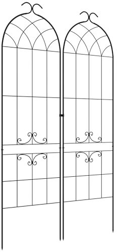 Outsunny Lot de 2 Treillis de Jardin, Support pour Plantes grimpantes en métal, 50L x 181H cm, Noir