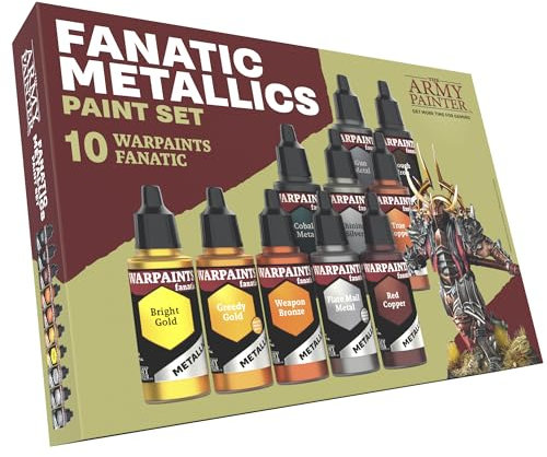 The Army Painter, Warpaints Fanatic Metallics Paint Set, 10 x 18 ml Acrylic Metallic Paints, Incl. Gold, Copper, Metal, Bronze and Silver - Miniature paint set for D&D & Warhammer Miniatures