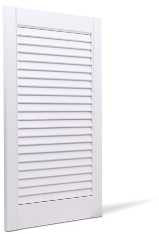 Bortaberg Louvre Door, Pine Wood, Vented Open, Natural or White Color, Slatted Wardrobe Doors, Internal Louvre Cupboard Doors, Various Sizes (White, 435mm (17.1'') x 294mm (11.6''))