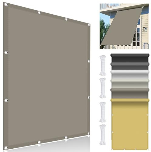 Sonnensegel Nach Maß mit ösen 4.5 x 6.8 m, Wasserdicht 98% UV Schutz Zaunblende Sichtschutz inkl Befestigungsseile für Garten Terrasse, Taupe
