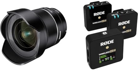 Samyang AF 14mm F2,8 Sony FE - Autofokus Ultra Weitwinkel Objektiv & RØDE Wireless GO II Ultrakompaktes Kabelloses Zweikanal-Mikrofonsystem