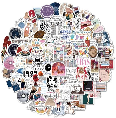 100 Pcs Music Lover Stickers - Waterproof, Singer Album Inspired Party Favors for Singer Fans, Concert, Music Festival, Luggage, Suitcase, Multi-Functional Decoration A8MMTZ100Z