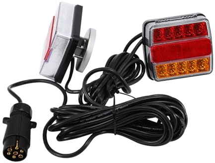 HOARLICN LED Rückleuchten, 2 Stück Verkabelt Anhängerbeleuchtung 12v Verkabelt Anhängerbeleuchtung Mit 7-Poligem Stecker, 7,5m Kabel Magnet Rücklicht Set Für Pkw Anhänger
