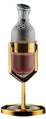 HWDNQGH Decanter per Vino Rosso da 1500 ml, Bicchiere da Vino Rosso in Cristallo per Uso Domestico, Decanter oscillante in Oro, Accessorio aeratore per Vino per Gli Amanti del Vino Aeratore per Vino