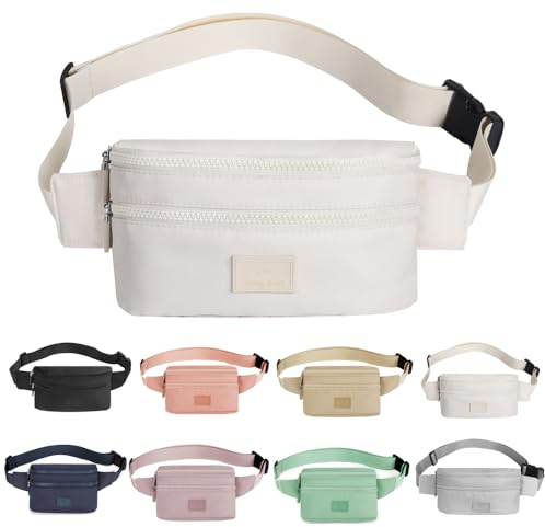 Bauchtasche für Damen, modische Bauchtasche mit verstellbarem Gürtel für Sport, Wandern, Mädchen und Frauen, beige, 33 cm x 6 cm x 14 cm