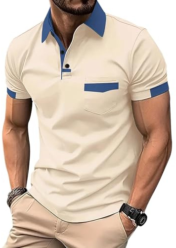 Halfword Poloshirts Herren Kurzarm Atmungsaktives Brusttasche | Polohemd, Golf, Tennis, Kontrast, Sommer