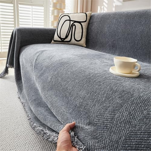 FANSU Sofabezug L Form 1 2 3 4 Sitzer Sofaüberwurf Decke Ecksofa Universelle rutschfeste Gewebter Couch Bezug Sofaschoner Sofa Decken Couch Überwürf Einteiliger Sofabezug Modern (Grau,180x280cm)