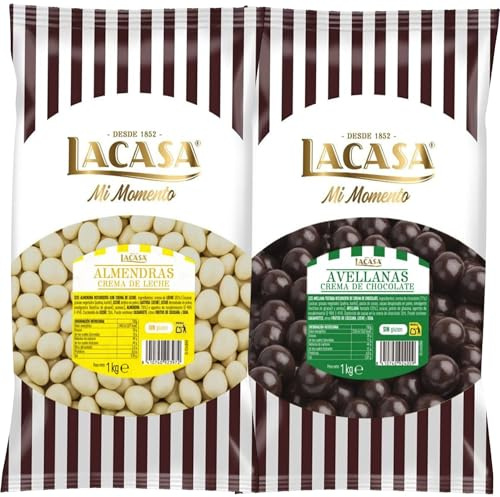 Lacasa Mi momento Pack 2 kg: deliciosas bolas de Almendra con chocolate Blanco y Avellana con chocolate Negro