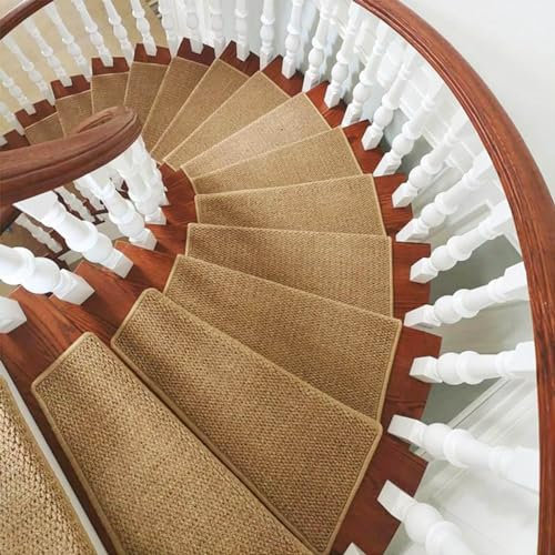 Rutschfeste Stufenmatten aus Sisal, selbstklebend, für Holztreppen, 75 x 24 cm, Kamelfarben, 5 Stück