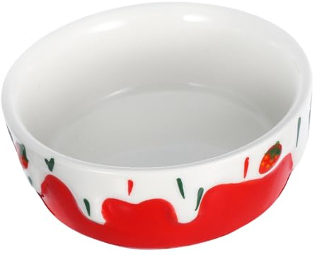 Toddmomy tazón de Comida de cerámica para hámster Tazón de Comida con tigla de Indias tazón de Agua de hámster dispensador de Alimentos de Conejo Plato de Comida de Rata Plato de Agua Rojo