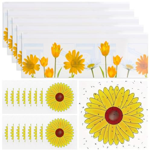 ZYEKIU 40 Pezzi Trappola Mosche Finestra, Carta Moschicida Motivo Floreale, Trappola Moscerini Viscosità, Acchiappa Insetti Efficiente per Camera da Letto Soggiorno Cucina Finestre Interni Auto