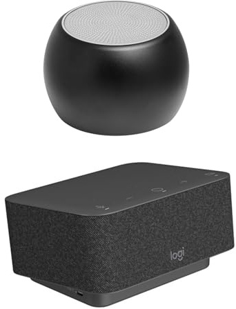 Logitech Docking Station 100W Dock in Graphite Gray, 4K Support and USB HubDesk Bundled with Bluetooth Boost U Speaker and Built-in Mic, 5 Hour Playback