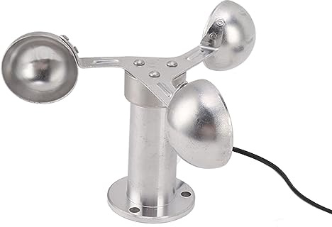 Anemómetro de sensor de velocidad viento 3 taza, dispositivo medición la paleta viento aluminio aluminio 0‑3.8V con cables 8 m para medir la dirección en centrales eléctricas