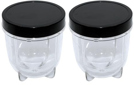 DSXPZBGED Paquete De 2 Vasos Cortos con Tapa Negra, Compatibles con Magic Bullet Y Licuadora MB1001 De 250 W.