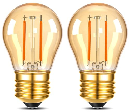 Genixgreen E27 LED Edison Bulbs 2.5W Vintage Filament Edison Screw ES Bulb G45 Decorative Golf Ball Light Bulbs,25W-30W Incandescent Equivalent,2200K Warm White, Amber Glass,Non-dimmable,2 Pack