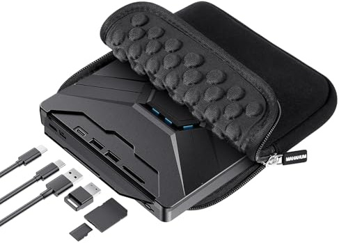 MAHAHUM Lecteur CD/DVD externe pour ordinateur portable Mac USB 3.0 et Type-C 8 en 1 Lecteur DVD portable Plug & Play avec étui de transport Compatible avec PC de bureau Windows 11/10/8, Linux Mac OS