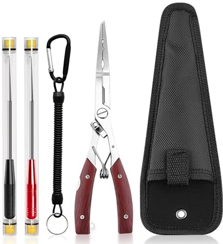 Fyfjur Angelzange Hakenlöser Set, Multifunktion Edelstahl Angel Zange, Hakenlöser Angeln Sprengringzange Angeln, Angelzubehör für Anfänger Angler im Freien
