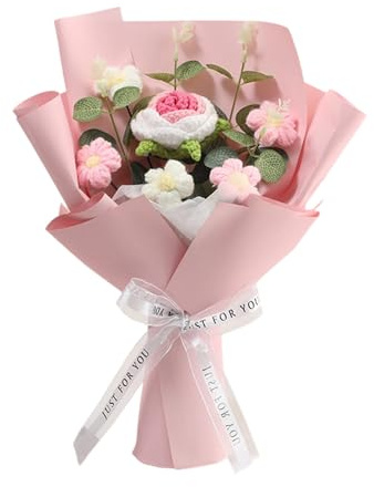 Xvilmaun Fiori a Maglia - Decorazione Artigianale | Bouquet a maglia fatto a mano - per Feste di Laurea Compleanno Matrimonio San Natale Pasqua Primavera Celebrations